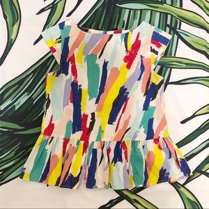 KATE SPADE Multi-Color Peplum Blouse